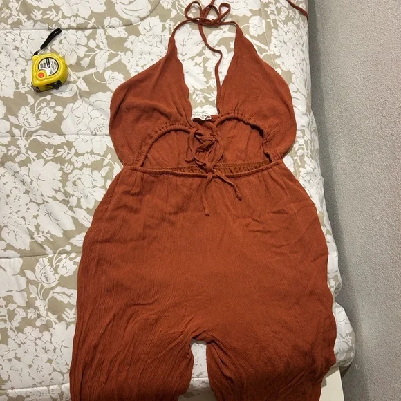 12th Tribe Rust Halter Jumpsuit - Picture 6 of 6